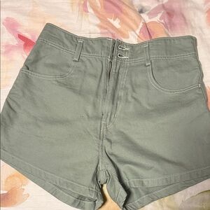 Levi’s High-Rise Olive Green Mom Shorts with Double Hook Waist
